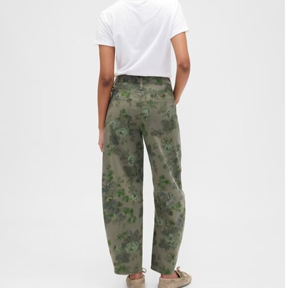 NWT Gap Barrel Leg Jeans Green Floral Size 28 / 6 Short - Picture 10 of 10